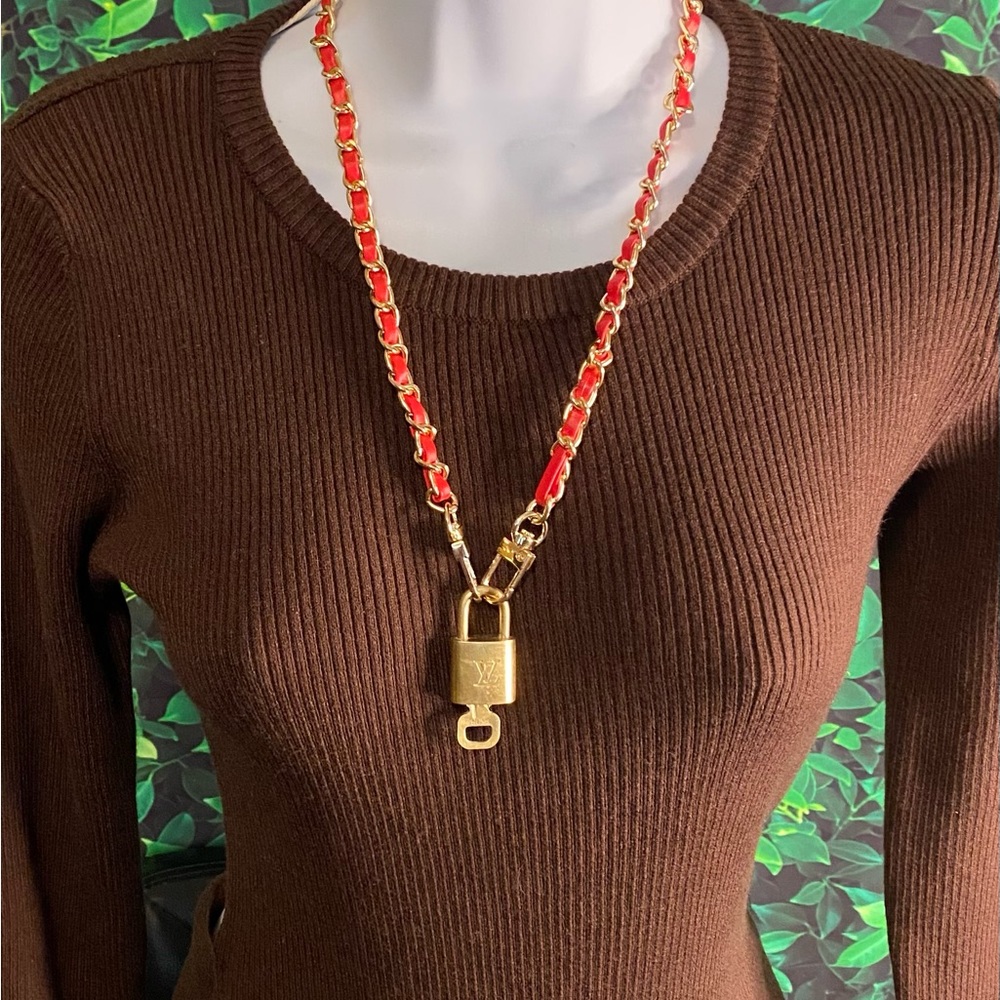 Louis Vuitton Lock & Key with Red/Brass chain